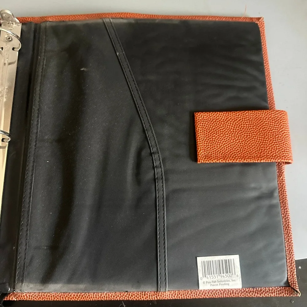 Vintage Pen-Tab Basketball Textured 3 Ring Binder Pro Sports Organizer Orange